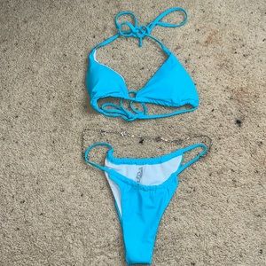 Shein blue with butterfly stomach detail bikini